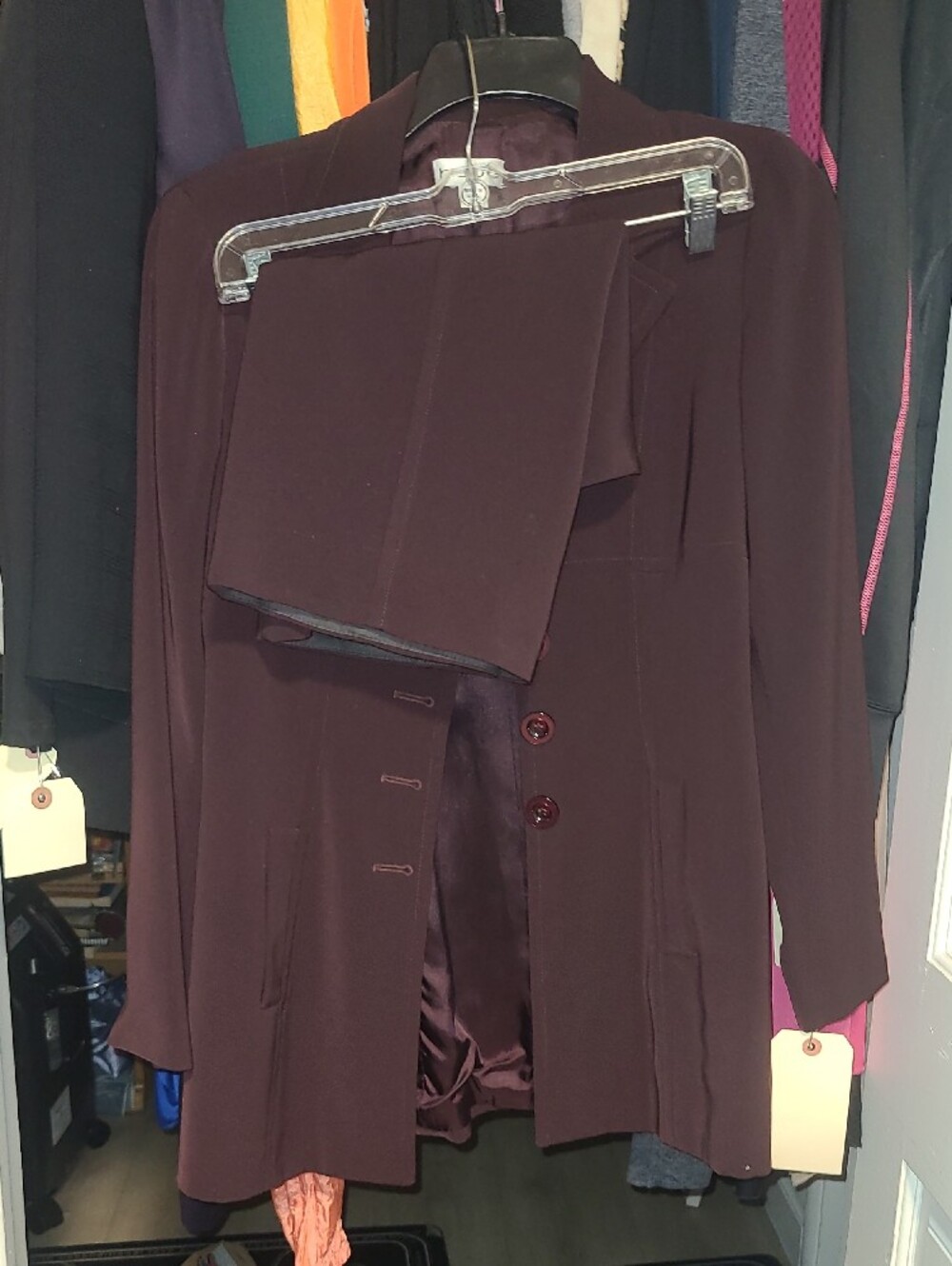 bebe Plum Single-Breasted Notch Lapel Blazer With Matching Skirt - Picture 11 of 11
